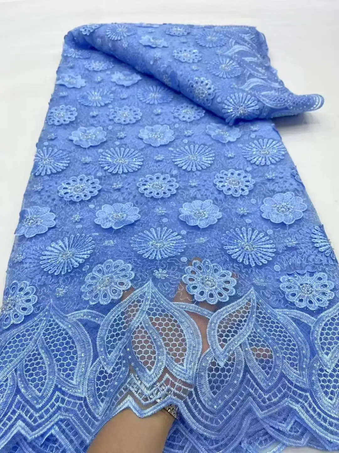 

African Sequins Lace Fabric Nigerian French Mesh Net Lace Fabrics For Sewing 2025 High Quality Wedding Party Dress