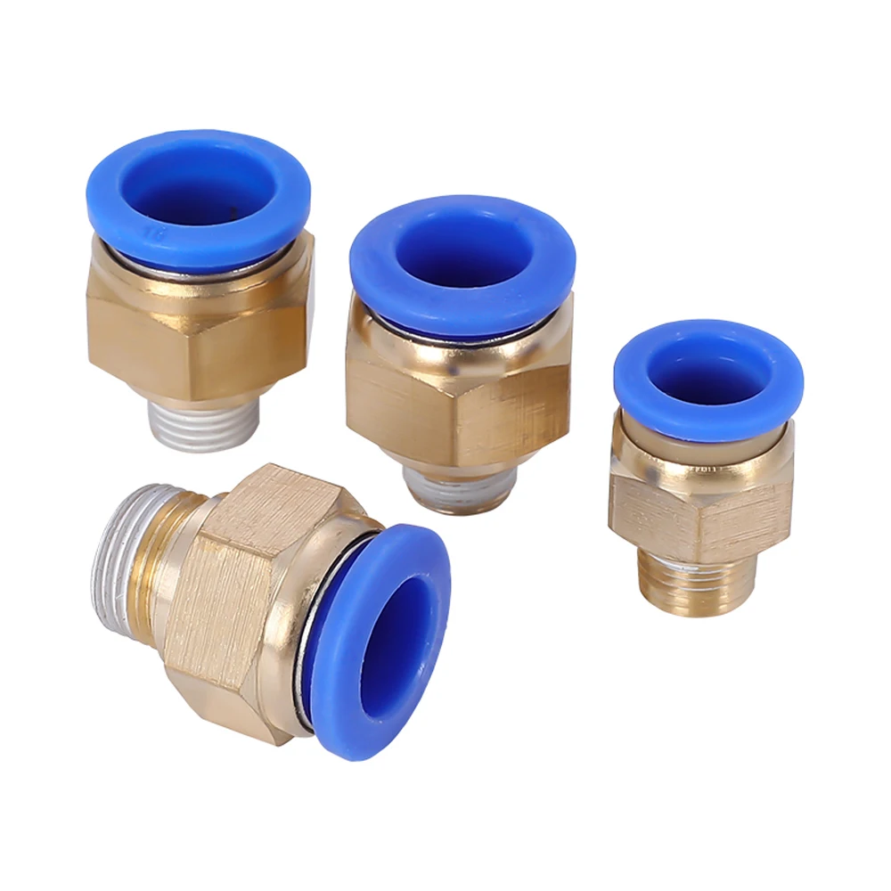 Pneumatic Fittings PC PC4/6-M6/M8/M10/M12 Male Metric Thread Pipe Connector Brass Push In Quick Connector Air Hose Plumbing