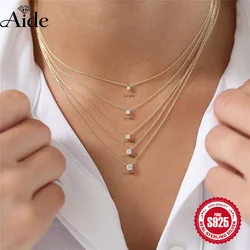 Aide 925 Sterling Silver Trendy INS Style Various Pendant Necklaces For Women Zircon Snake Heart Charm Clavicle Choker Jewelry