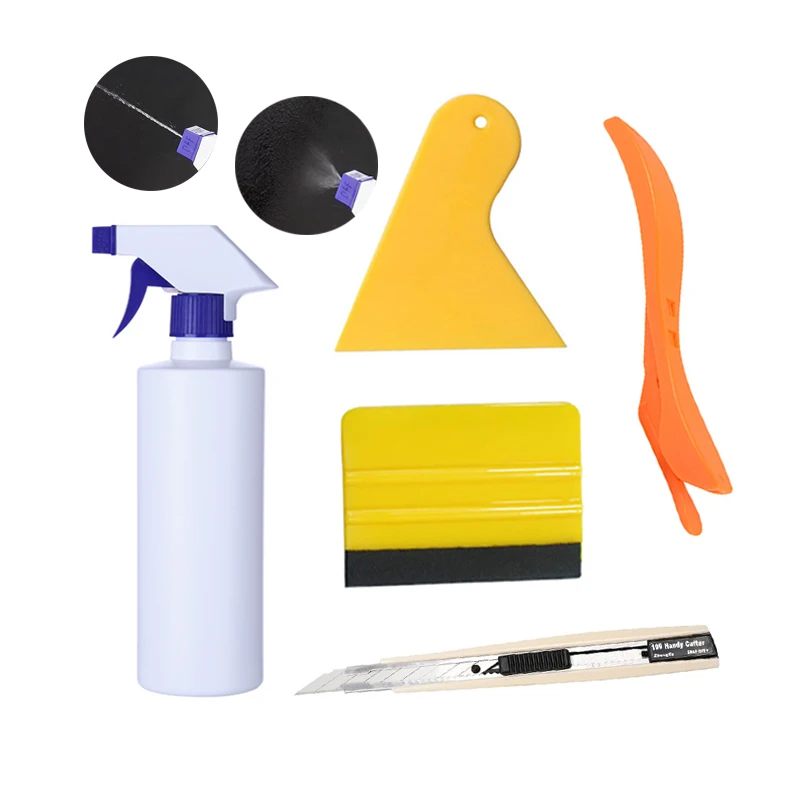 Window Tint Tools Glass Protective Film Installation Kit Car Vinyl Wrap Scraper Squeegee with 300ML Spray Bottle Utility Knife