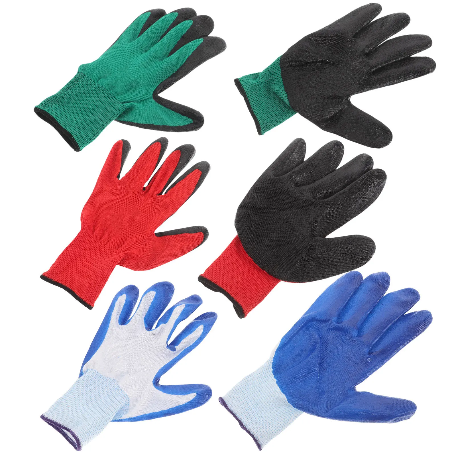 

3Pairs Heavy Duty Nitrile Coated Rubber Colorful Garden Gloves Breathable Work Gloves for Women Men Gardening