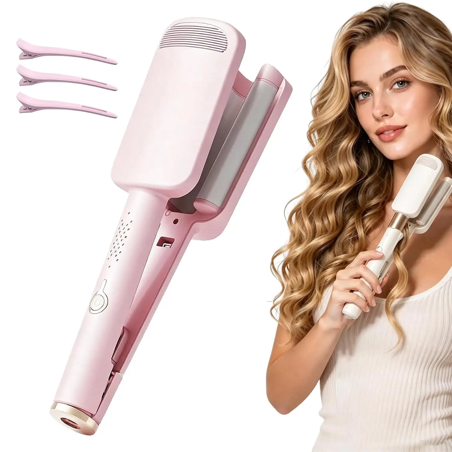 Curl Big Waves Instantly No-damage 32mm U-Barrel Wavy Hair Curler Negative Ion 4 Adjustable Heat Level Crimper For Women Waves