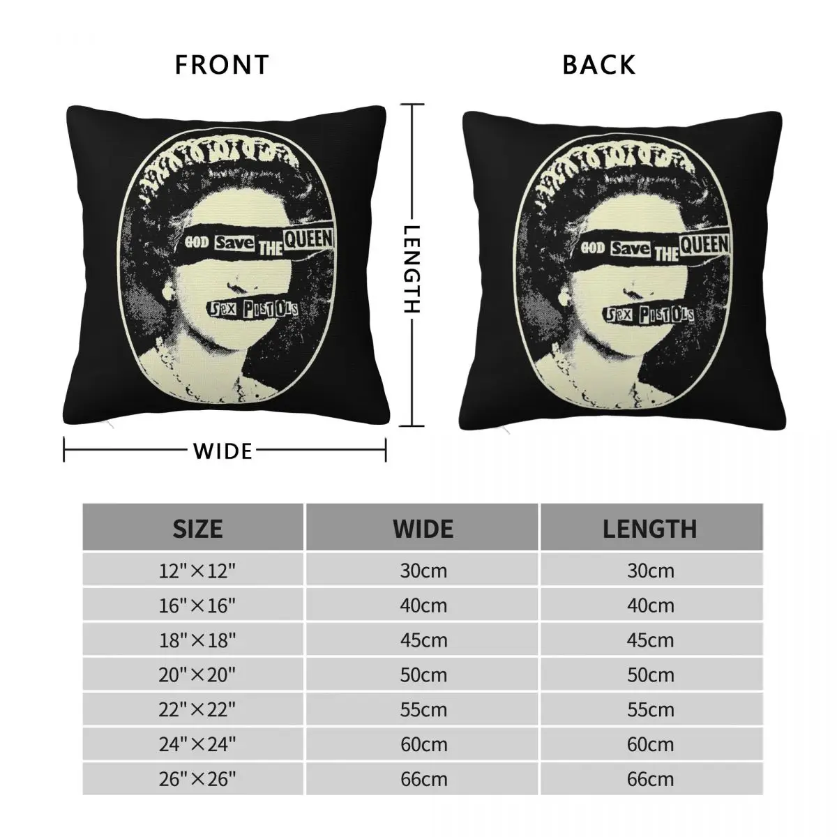 Sex Pistols God Save The Queen Square Pillowcase Polyester Linen Velvet Pattern Zip Decor Home Cushion Cover