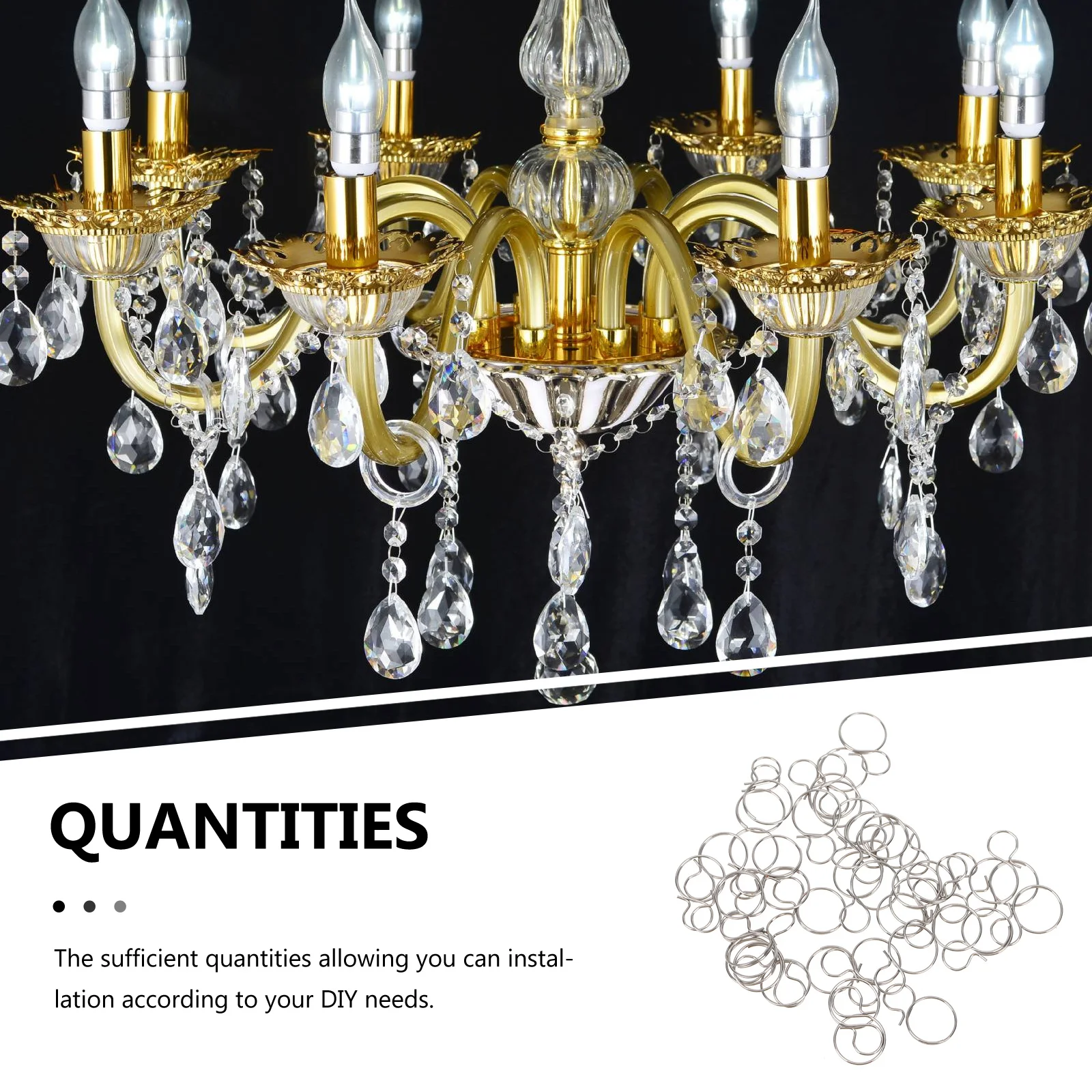 40Pcs Chandelier Connection Ring Durable Metal Crystal Pendant Connector for Home Lighting Decoration