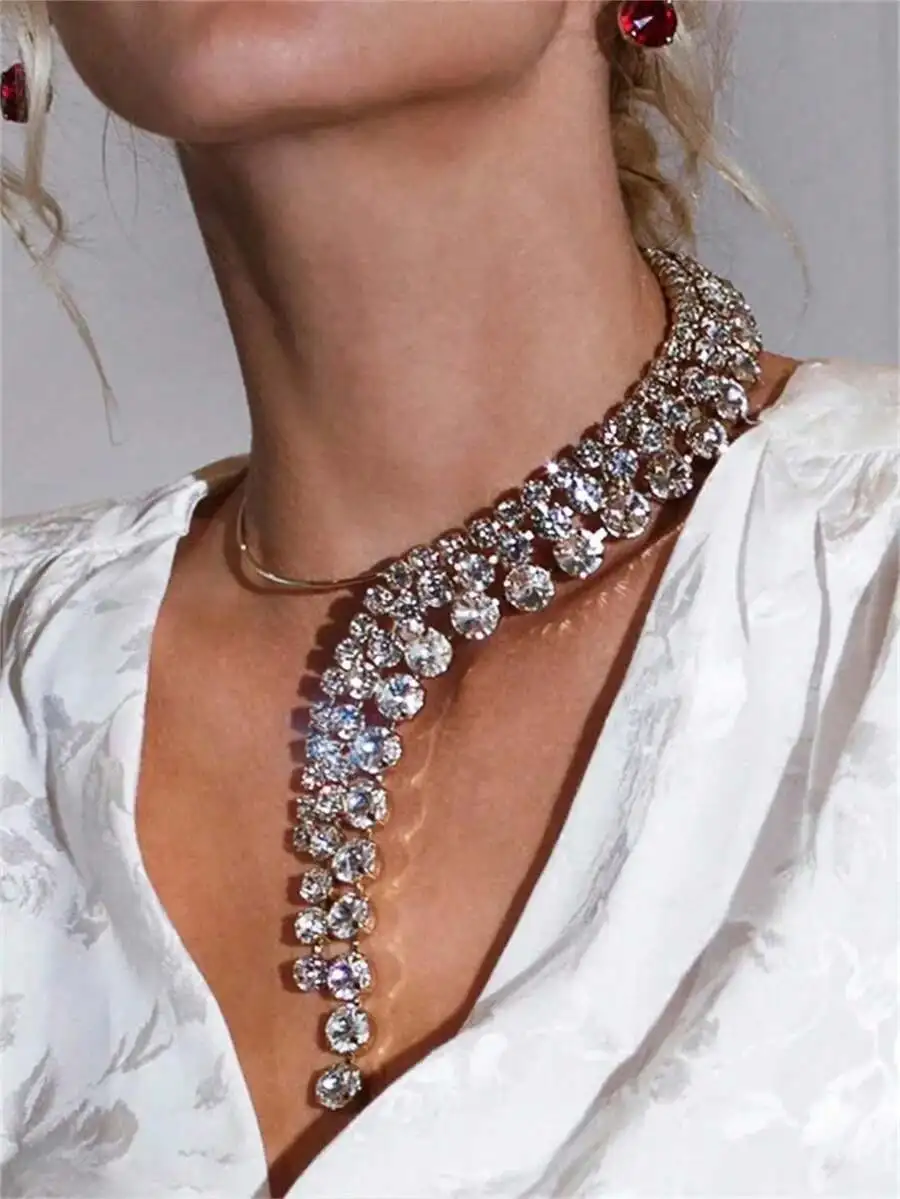 Elegant Crystal Rhinestone Choker Necklace For Women Wedding Party Jewelry