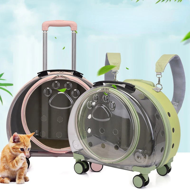 

Pet Trolley Case Cat Backpack Carry Cart Outdoor Breathable Backpack for Puppy Small Dog Travel Portable Bag Travel Pets Carrier