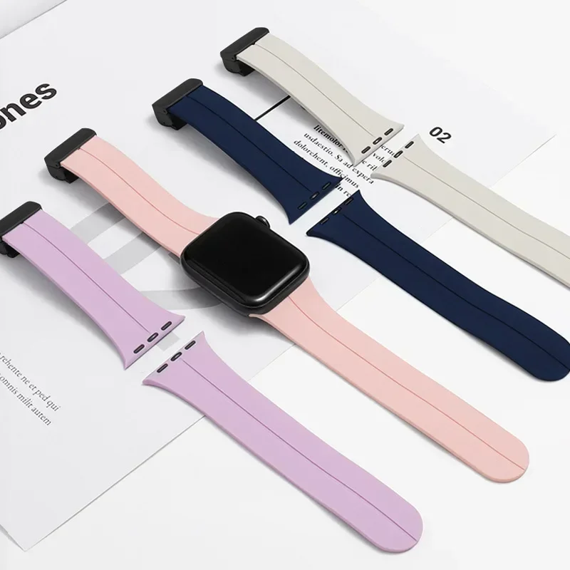 Magnetic Strap For Apple watch ultra band 49mm 45 mm Silicone Bracelet iWatch Series 7 8 se 6 5 3 44mm 45mm 40mm 41mm 42mm 38mm