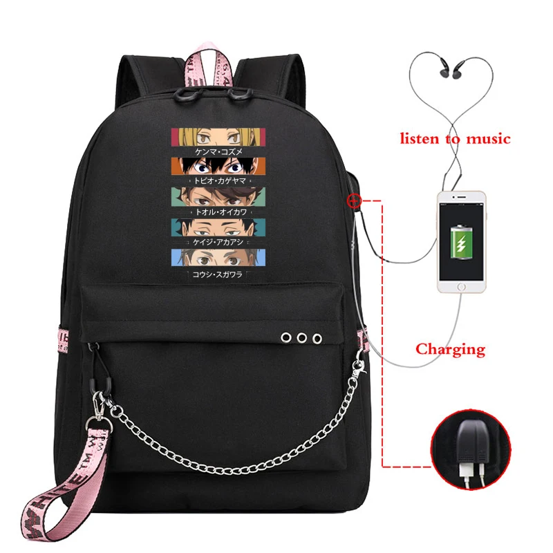 Haikyuu Funny Eyes Backpacks Women Japan Anime Fashion School Bag Brand Haikyuu Anime Backpacks for School Teenagers Girls