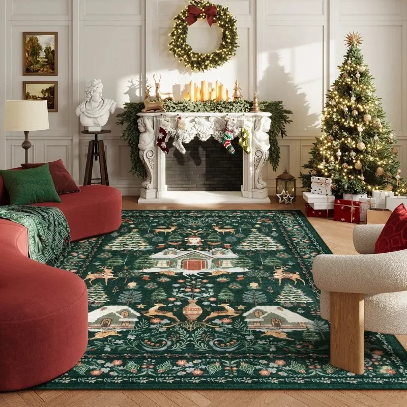 Santa Claus Carpet Living Room Christmas Party Decoration Carpet Merry Christmas Entrance Doormat Living Room Bedroom Decor Rugs