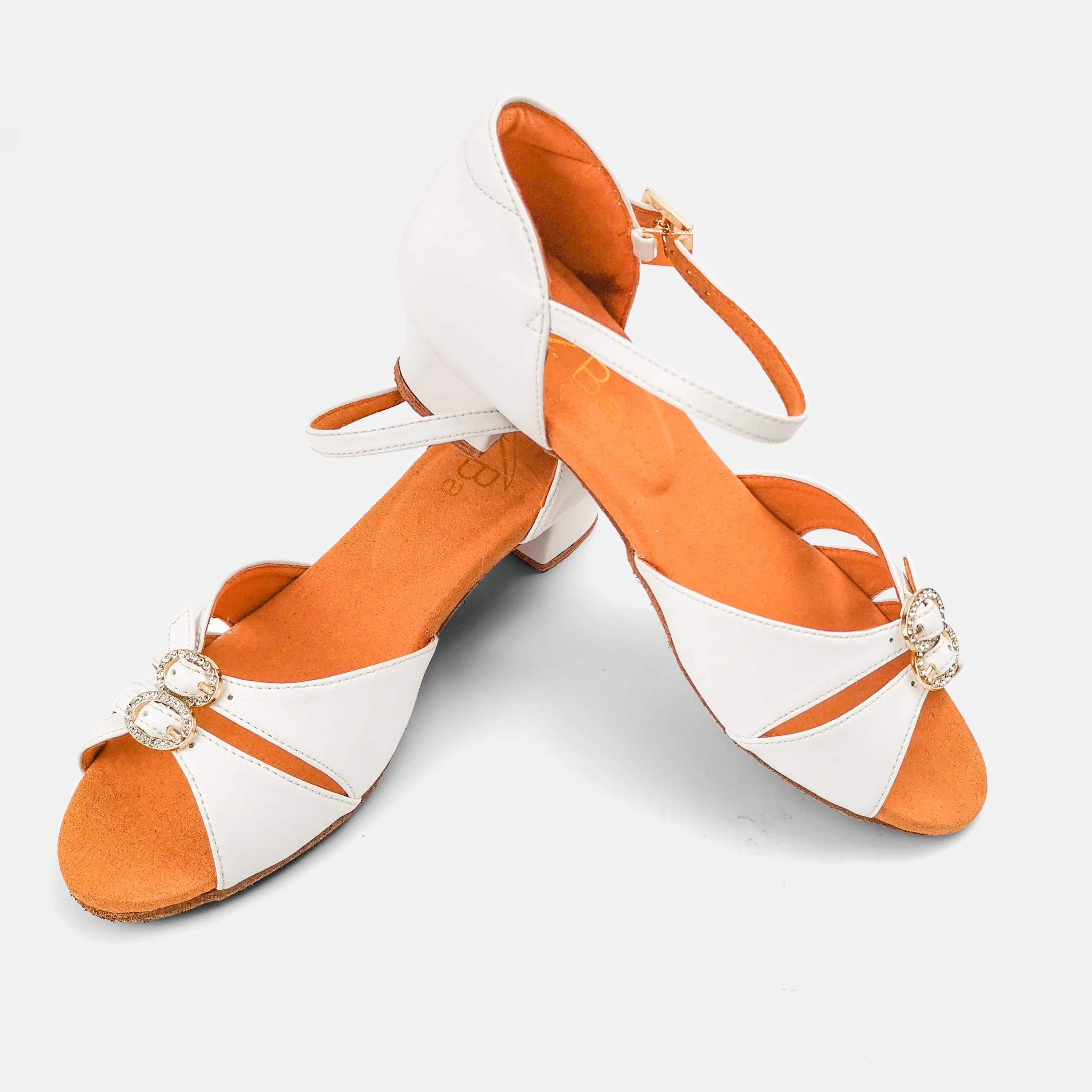 Vennystyle Zapatos de baile latino: zapatos de práctica cómodos con suela suave blanca profesional para niñas para examen y competición