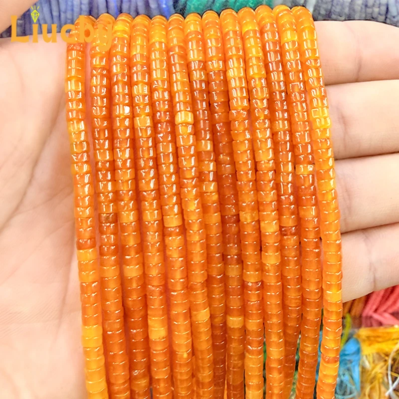 Naturstein, orangefarbene und gelbe Abstandshalter, handgefertigte kleine Perlen für DIY-Schlüsselanhänger, Kopfschmuck, Fußkettchen, Accessoires, 15 Zoll, Großhandel, 2*4 mm – Detail 3