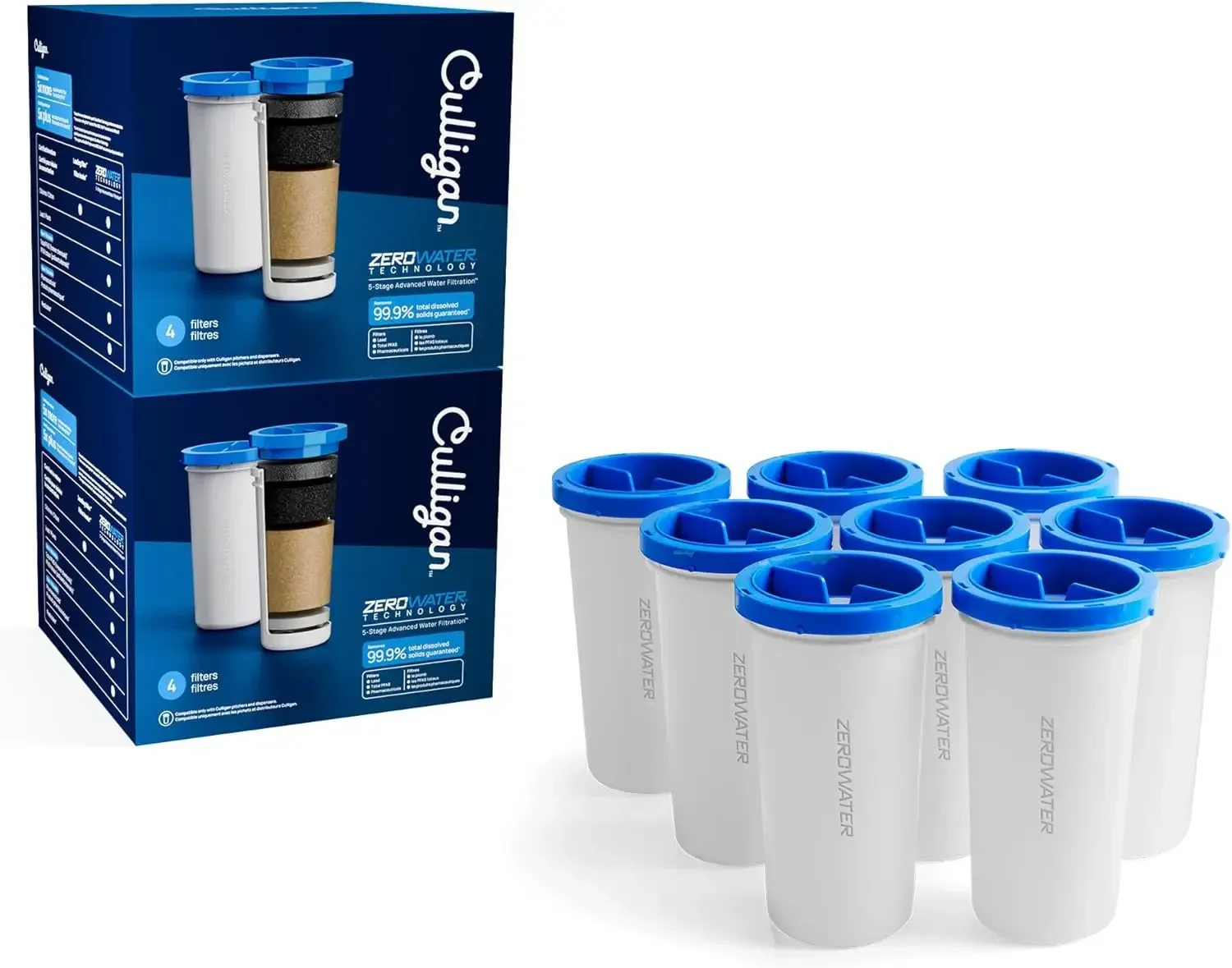 

Сменные фильтры Culligan с технологией ZeroWater, 8 штук в упаковке, 5-ступенчатый усовершенствованный фильтр для воды – сертифицирован IAPMO для снижения содержания свинца.