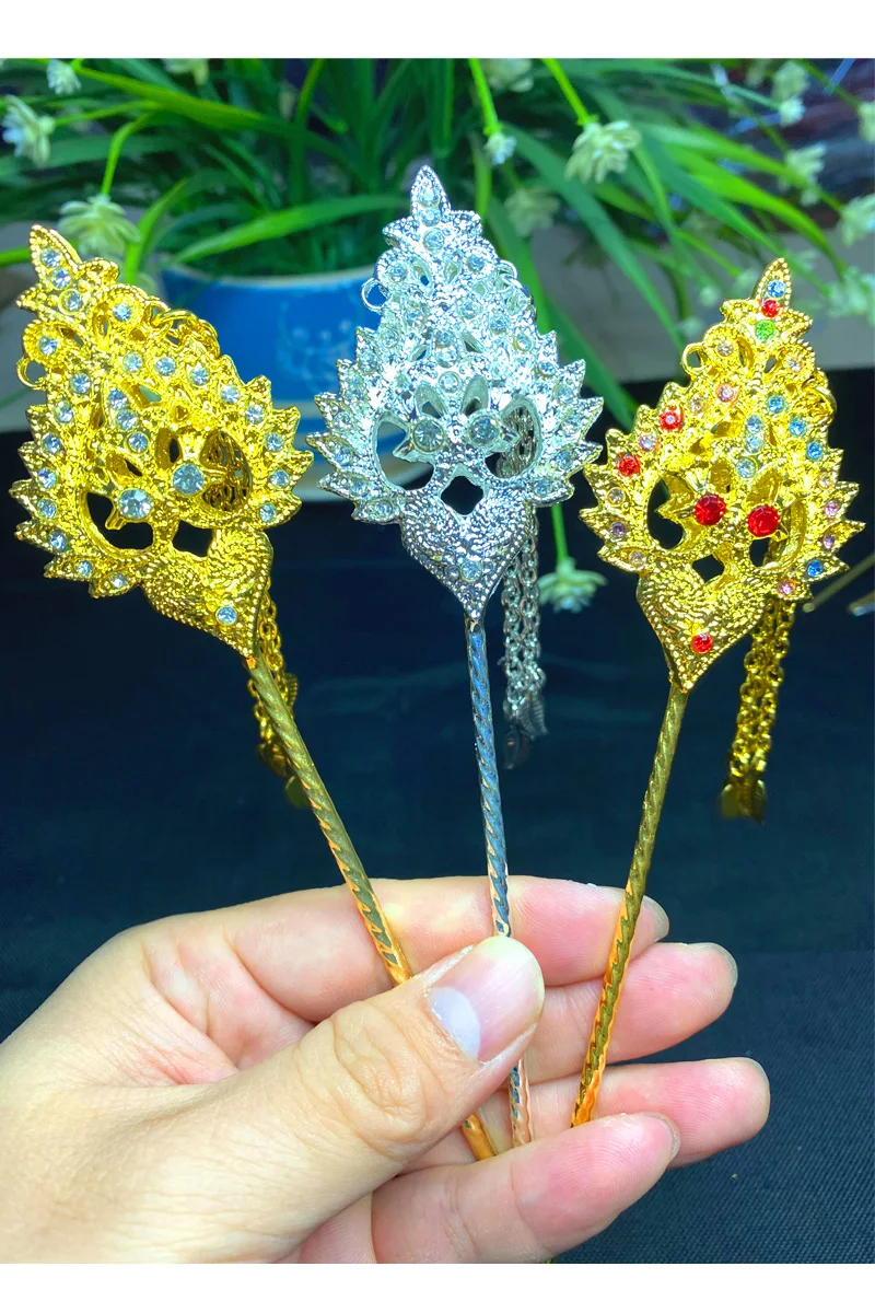 Thai Hairpin Jewelry Headwear Head-dress Thailand Accessories for Traditional Clothing