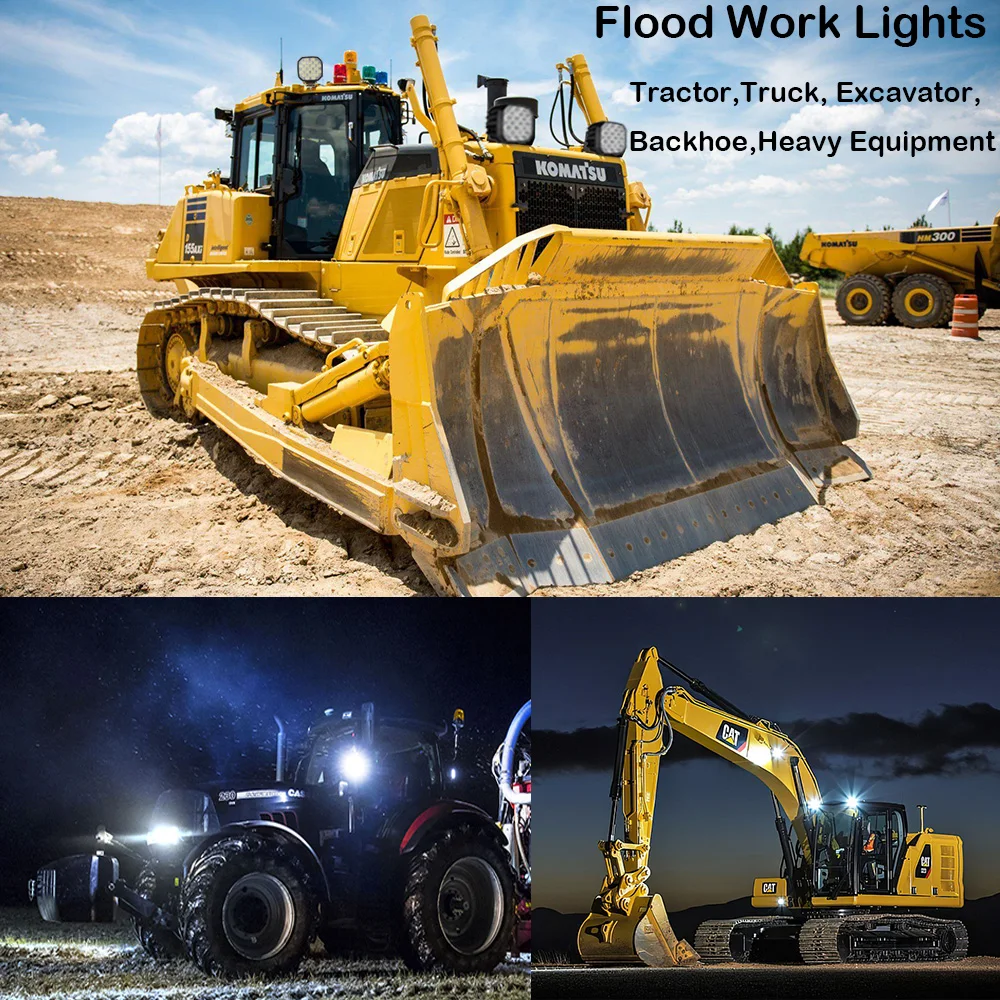 105W 5 Inch Trator Work Light 15750Lms Excavator Flood Light Offroad Lighting fits Farm Tractor Engineer Truck 12/24V
