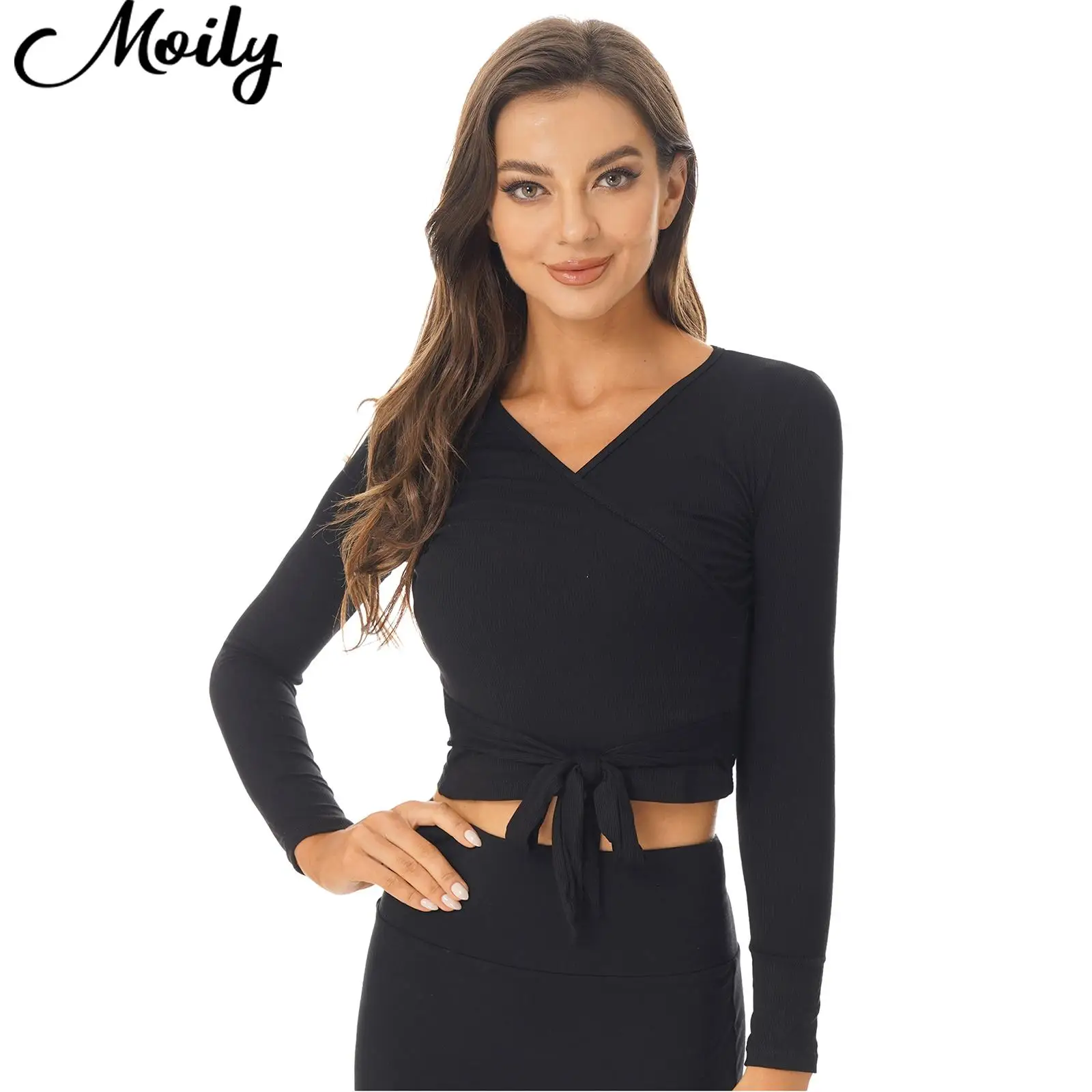 

Gymnastics Ballet Modern Dance Top Costume for Women Long Sleeves Top Casual Yoga Ballet Fitness Fashion Clothes Adult Dancewear