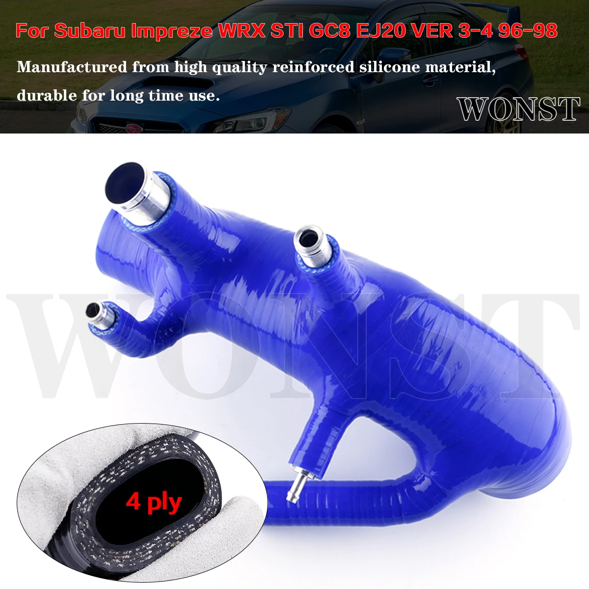 

For Subaru Impreze EJ20 WRX STI GC8 VER 3-4 1996 1997 1998 Silicone Intake Induction Hose Tube Piping 1Pc