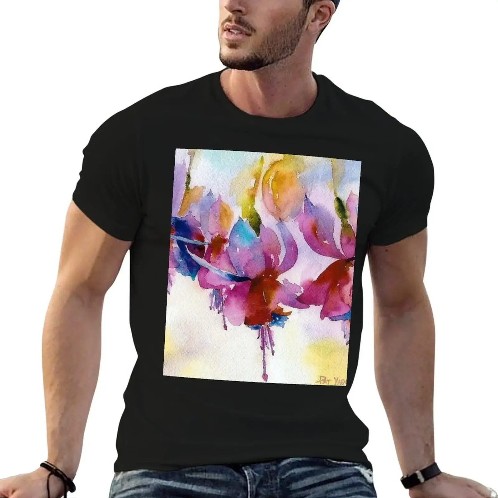 Dancing Fuchsias Watercolor T-Shirt shirts graphic graphic tee shirt basketball graphic tees mens t-shirts big and tall