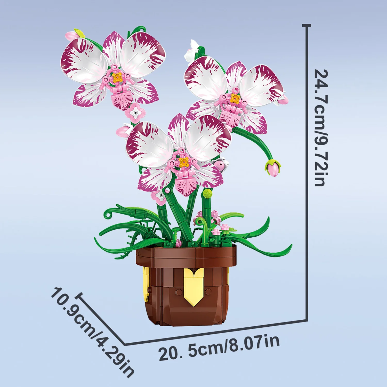 Building block flower gift box with 4 flower options, including building block assembly toys, home and desktop decorations