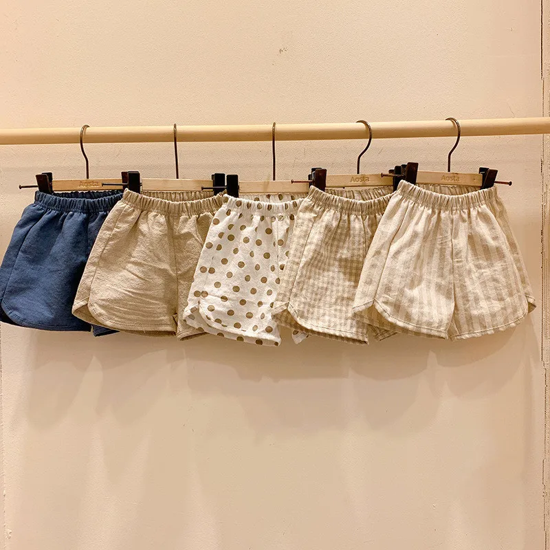 

Children's Shorts Summer Boys and Girls Summer Hemp Cotton Shorts Baby Wearing Cute Pants Outwardly Fashionable