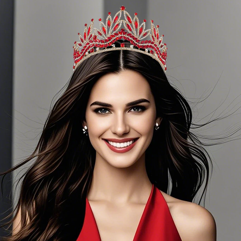 

Large Multiple Colors Luxury Royal Queen Wedding Crown for Women Crystal Banquet Tiaras Party Costume Hair Jewelry Accessories