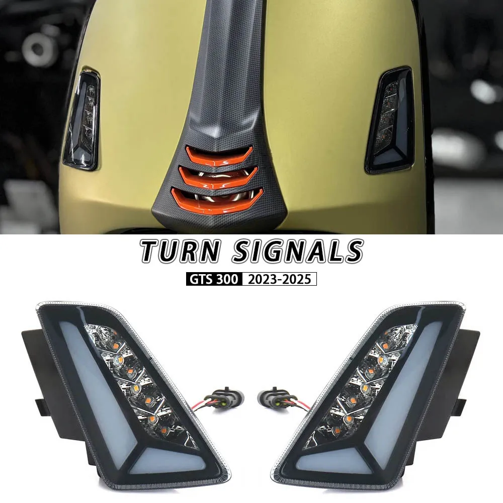 

New Motorcycle LED Front Rear Turn Signal Indicator Daytime Running Light Kit For Vespa GTS300 GTS 300 2023 2024 2025