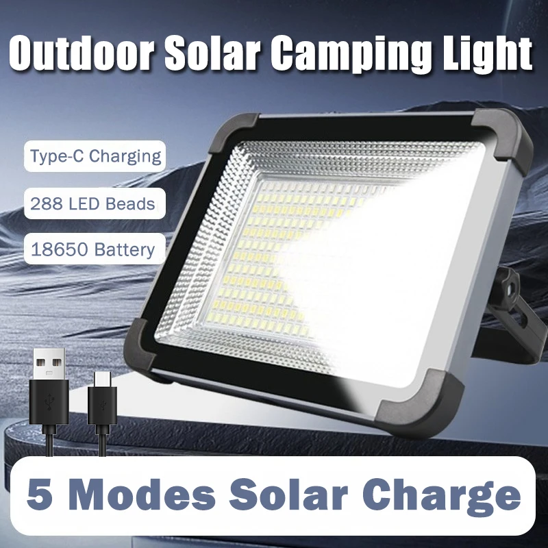 

Nice 288 LED Camping Solar Light Type C Rechargeable Searchlight High Power Emergency Lights Outdoor Waterproof Hanging Night La