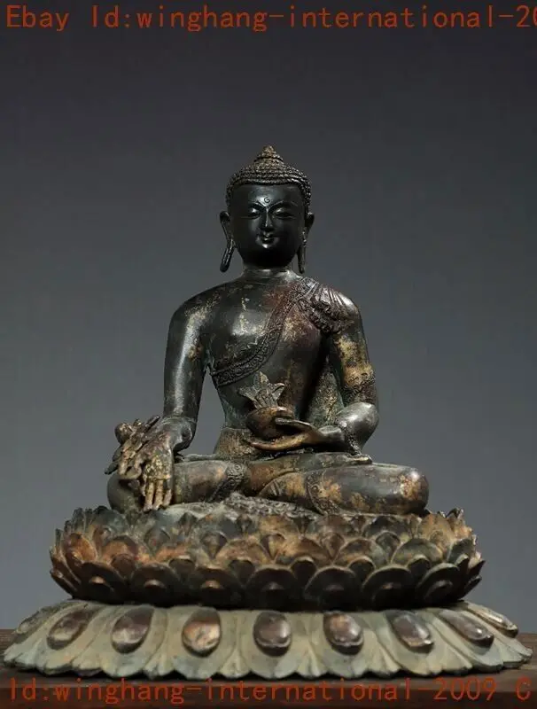 Tibet Buddhism temple bronze gilt Medicine Buddha Shakyamuni Shakya Mani statue