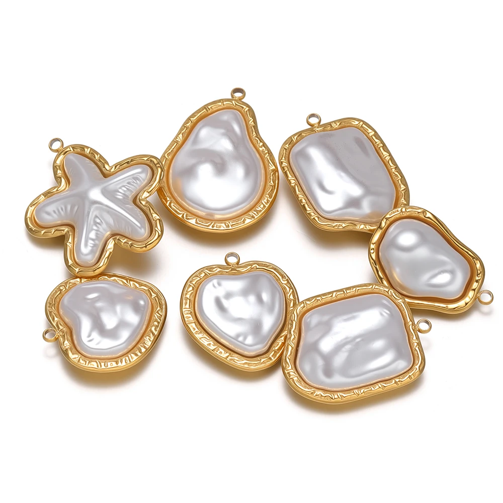 

5pcs Stainless Steel Heart Star Pearls Charms DIY Women Classical Necklace Pendant Jewelry Findings Bracelets Earrings Making