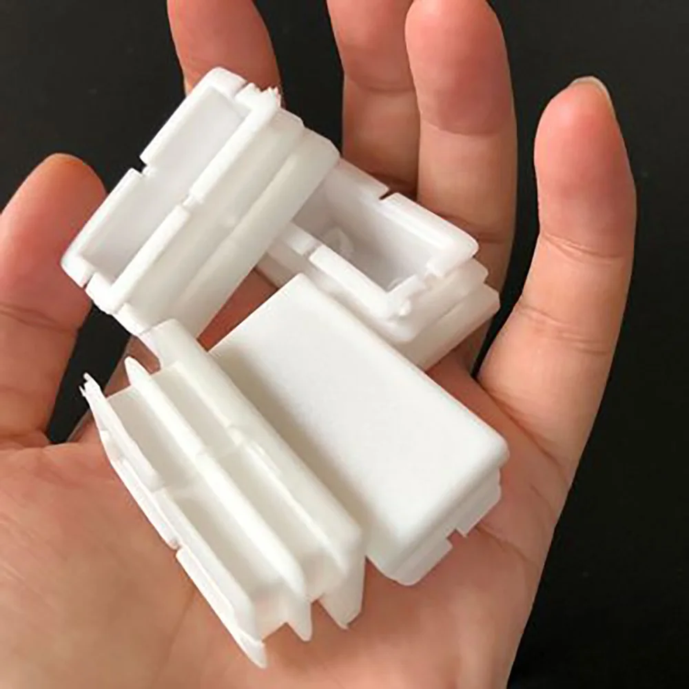 White Plastic Square Tube Plug Silicone Head Dust Plugs  Tables Chairs Silent Anti-slip Furniture Leveling Floor Protector