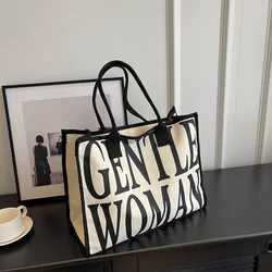 Borsa Tote in tela di grande capacità con lettera di moda per donna