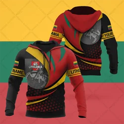 Customize Lithuania Emblem Graphic Hoodies For Male Loose Men's Fashion Sweatshirts Boy Casual Clothing Oversized Streetwear