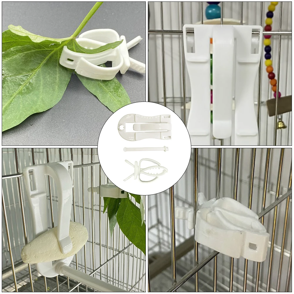 

4 Pcs Parrot Vegetable Clips Plastic Durable Reusable Bird Cage Supply Accessory Pet Feeding Tool Fruit Veggie Holder