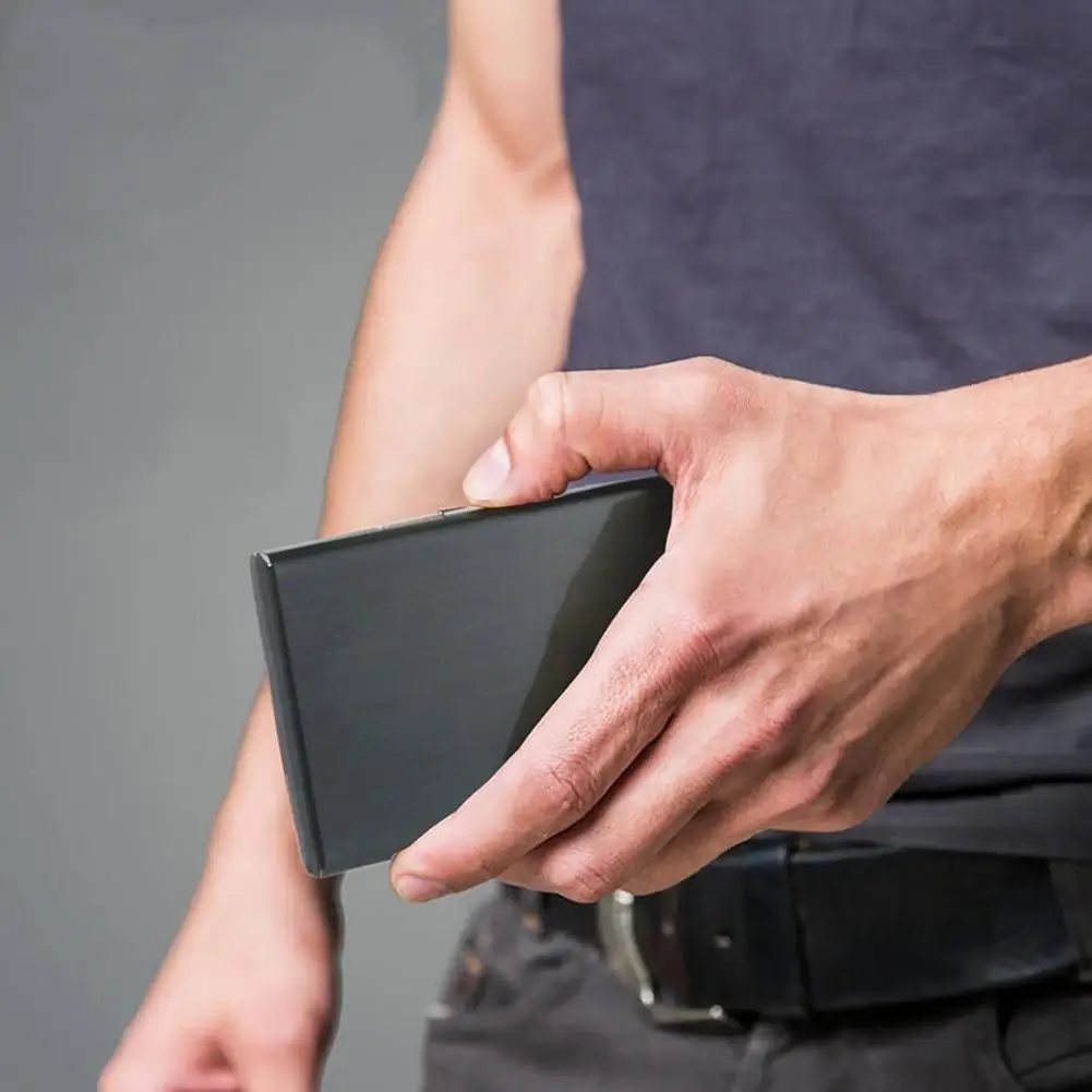 카드홀더 남성용 RFID 차단 알루미늄 금속 슬림 지갑, 돈 가방, 안티 스캔 신용카드 홀더 카드홀더, 얇은 케이스, 소형 남성 지갑