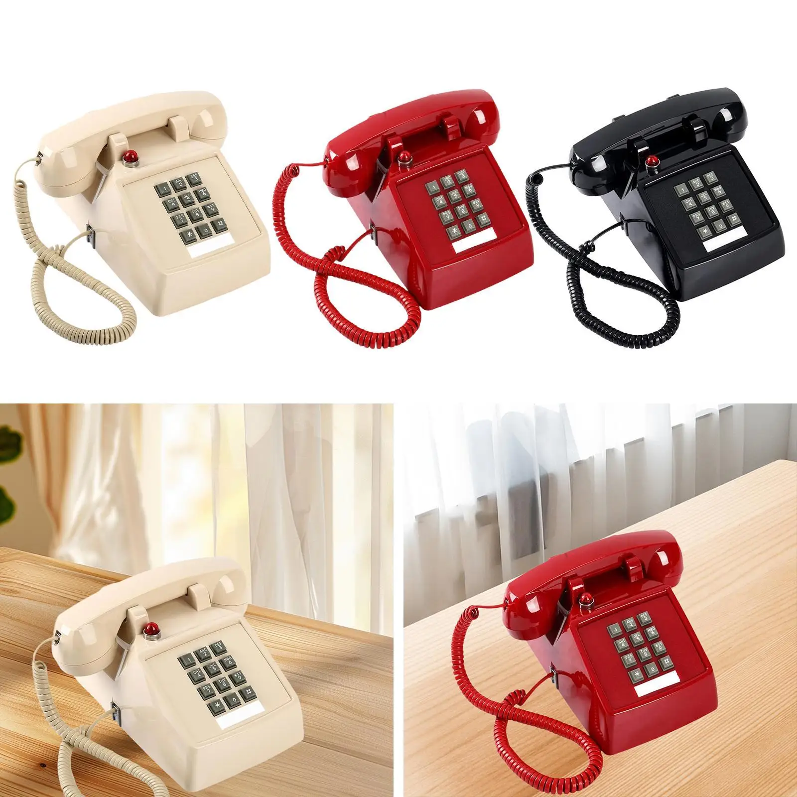 

Design Corded Landline Desktop Phone 13x22.2x11.5cm Metal Base for Hotel Home