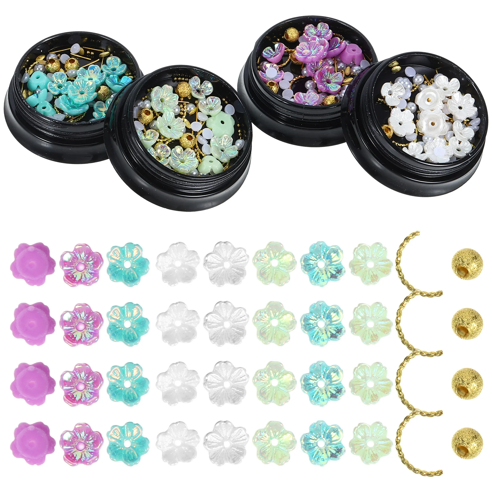 

Nail Studs Charms 4 Boxes Floral Decorations 3D Vivid Zinc Alloy Resin DIY Craft Supplies Phone Case Guitar Bag Decoration