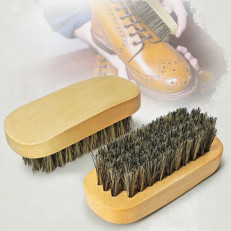 Horsehair Shoe Shine Brushes Polish Bristles Boots Shoes Leather Care Cleaning Brush Nubuck Boot Nubuck Boot Pig Bristles