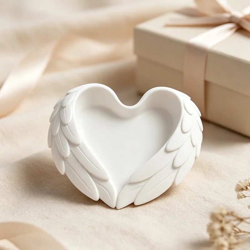 天使の羽の形をしたハート型ジュエリートレイ 3Dプリント装飾 - 3D Printing Ring Holder のレビューと価格