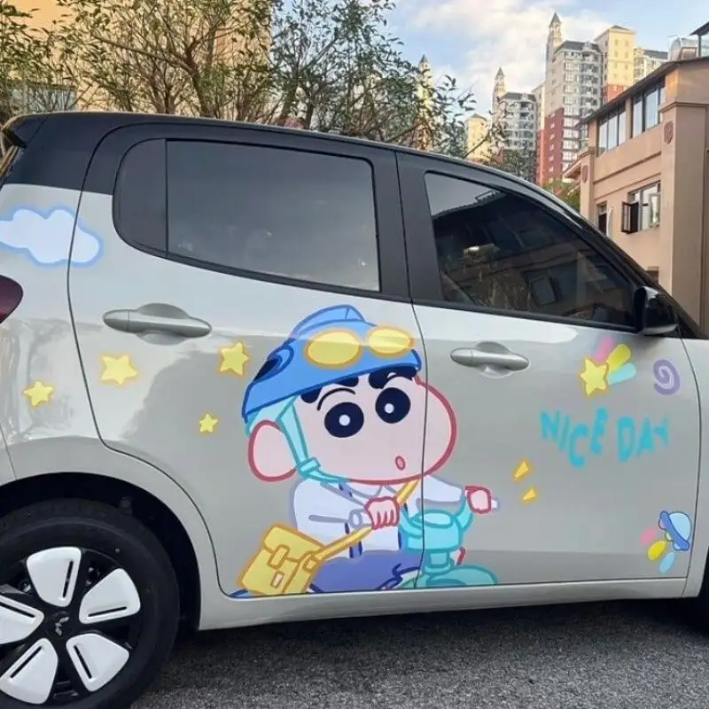 Kawaii Crayon Shin-Chan Car Body Sticker Car Film Cartoon Waterproof Sunscreen Scratch Blocking Creative Decoration