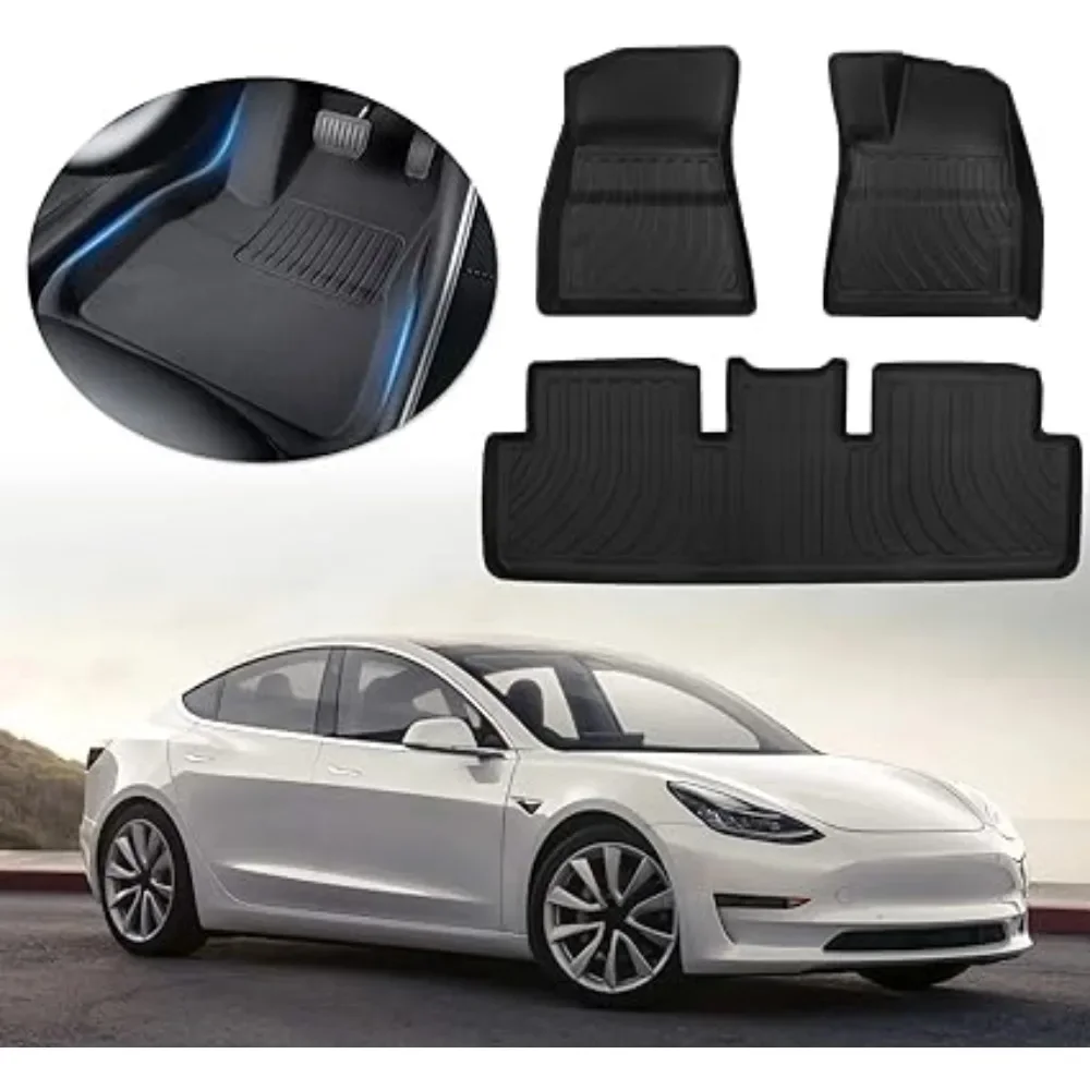 Car Accessory 3D All-Weather Full Cover Non-slip Floor Liners Foot Mats Carpet for Tesla model 3 (Right rudder)