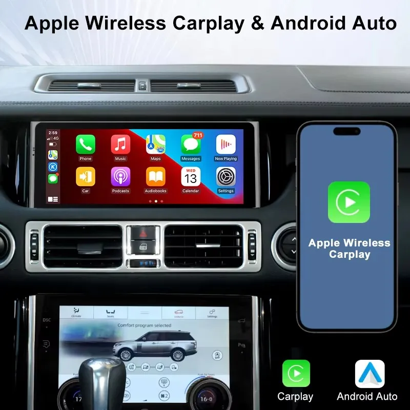 10.25 "Android 14วิทยุติดรถยนต์ AC สำหรับ Range Rover Vogue V8 L322 2002-2012 CarPlay เครื่องเล่นมัลติมีเดียหน้าจอ