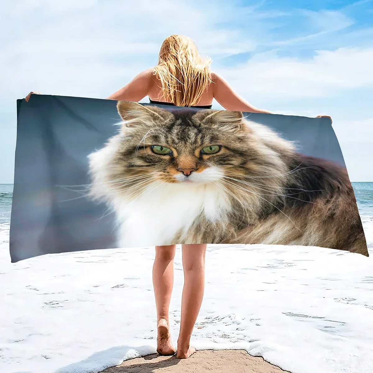Kitten Cat Microfiber Beach Towel,Oversized Soft Absorbent Quick Dry Sand Free Thin Lightweight Beach Towel,Pool Swimming Towels