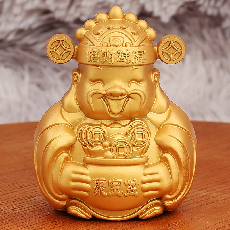 

New Golden Smiley Face God of Wealth Car Decoration Ornaments Ingots God of Wealth Store Opening Prosperous Crafts