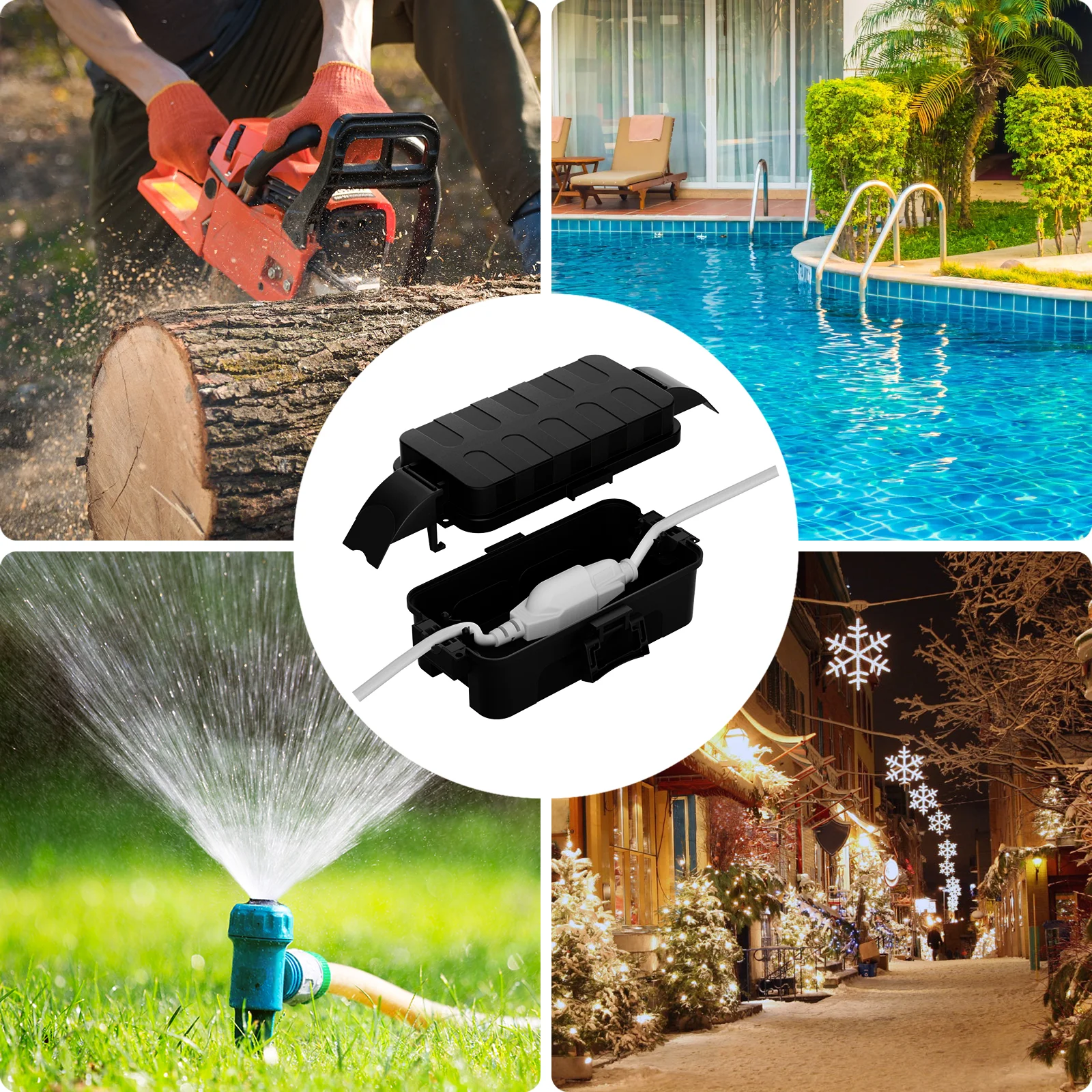 Flemoon 2 قطعة درع قابل للفصل يغطي صناديق كهربائية خارجية صغيرة مقاومة للماء لشريط الطاقة/التوصيل صندوق اتصال مانع لتسرب الماء