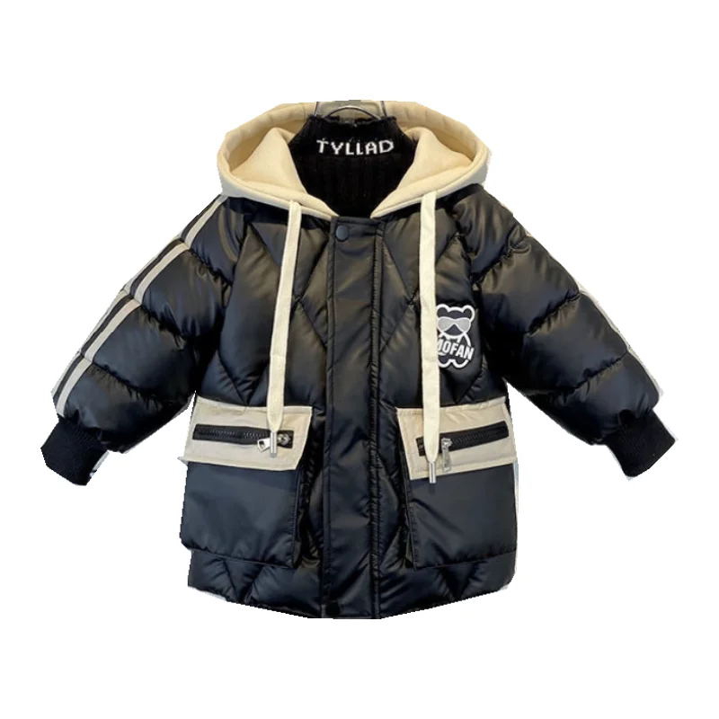 Boys Coat Jacket Cotton Outerwear Windbreak 2023 Popular Thicken Velvet Winter Warm Teenagers Children\'s Clothing