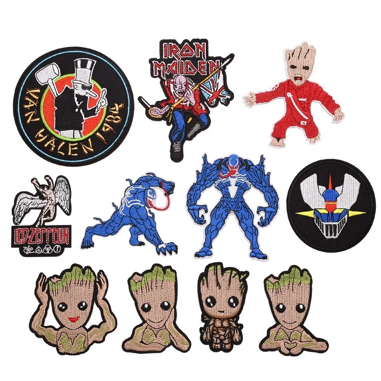 Clothing Accessories Embroidery Patch Iron on Transfer Anime Human Face Tree A Badge Hammer Appliques Logo Iron on Patches