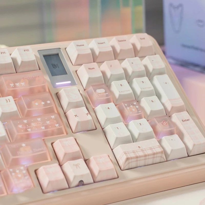 

Light Pink Theme Keycaps Set Customized PBT Sublimation Cherry Profile Keyboard Cap for Mechanical Keyboard Accessories Gifts