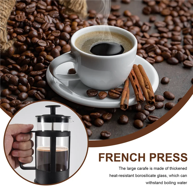 ABAG French Press Caffettiera e tè 12 Oz, Pressa per caffè in vetro borosilicato addensato Senza ruggine e lavabile in lavastoviglie