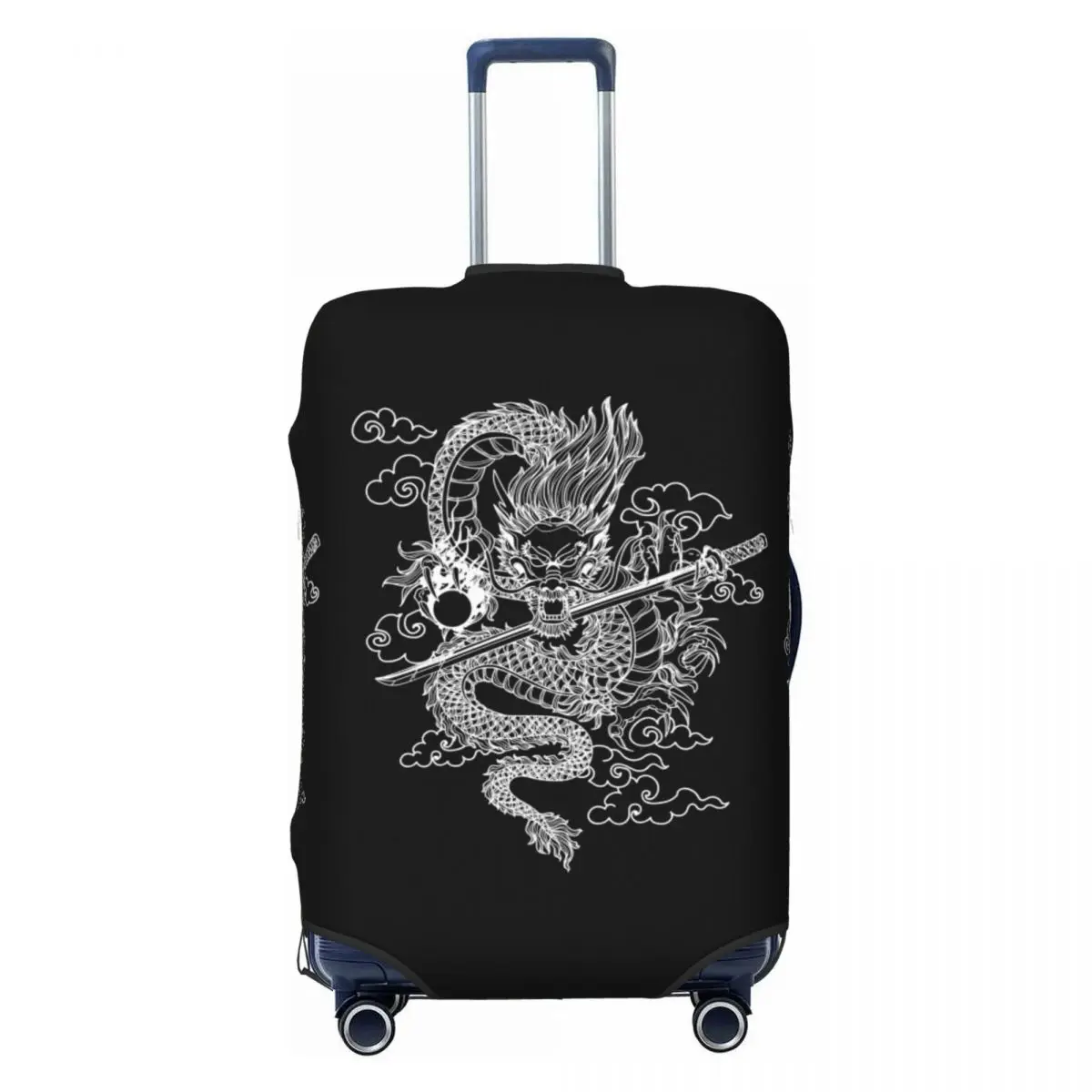 Custom Chinese Dragon Luggage Cover Protector Fashion Japanese Oriental Mythical Travel Suitcase Covers for 18-32 Inch