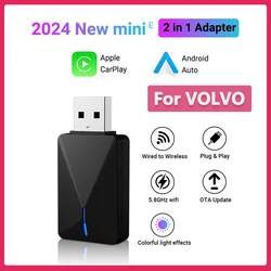 2in1 CarPlay Mini Box Wired To Wireless Android Auto 2024 New Adapter Smart box Bluetooth WiFi Connect Plug&Play For VOLVO