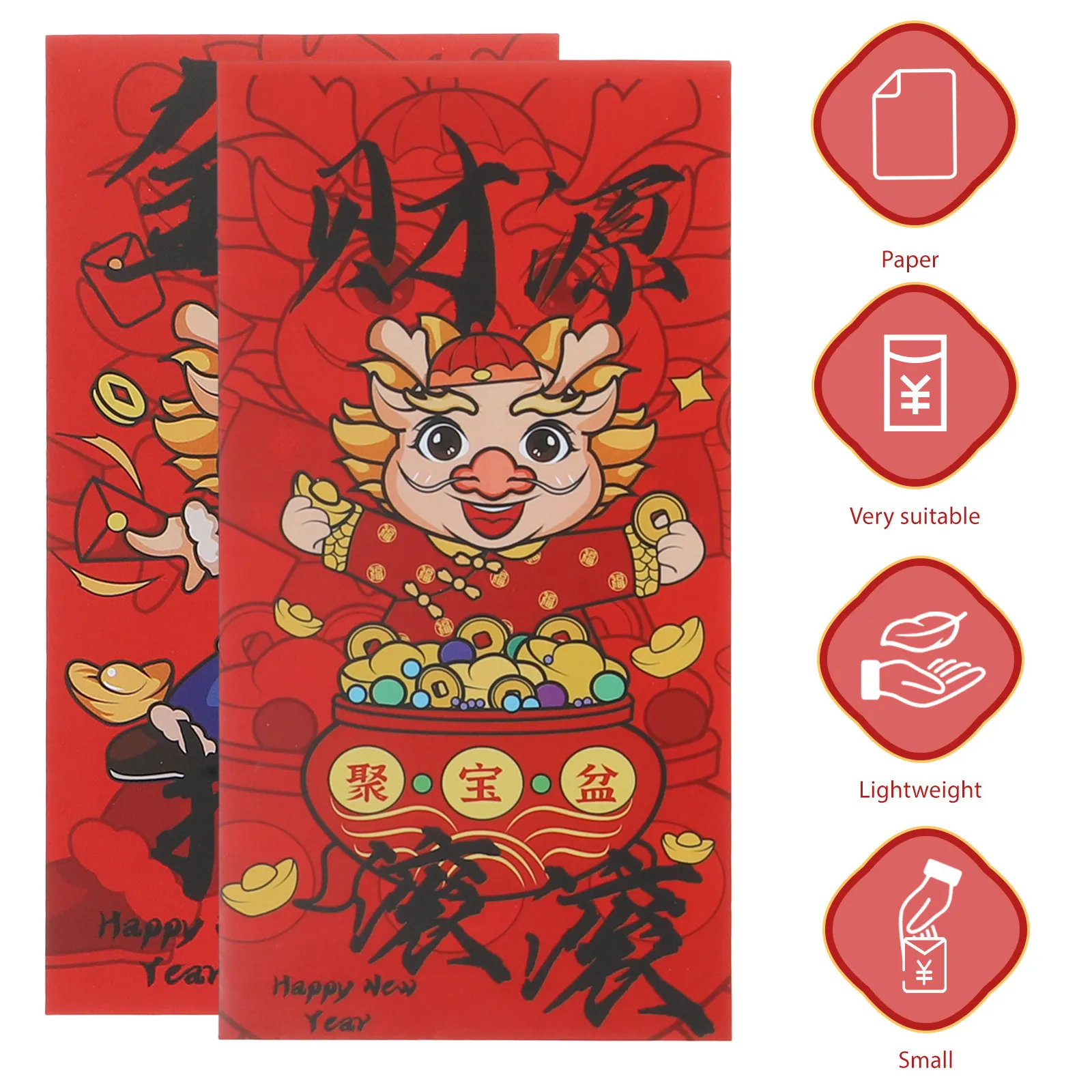 

24Pcs Chinese Style Red Envelopes Paper Red Packets Money Storage Lucky Money Packets Lunar New Year Spring Festival Celebration